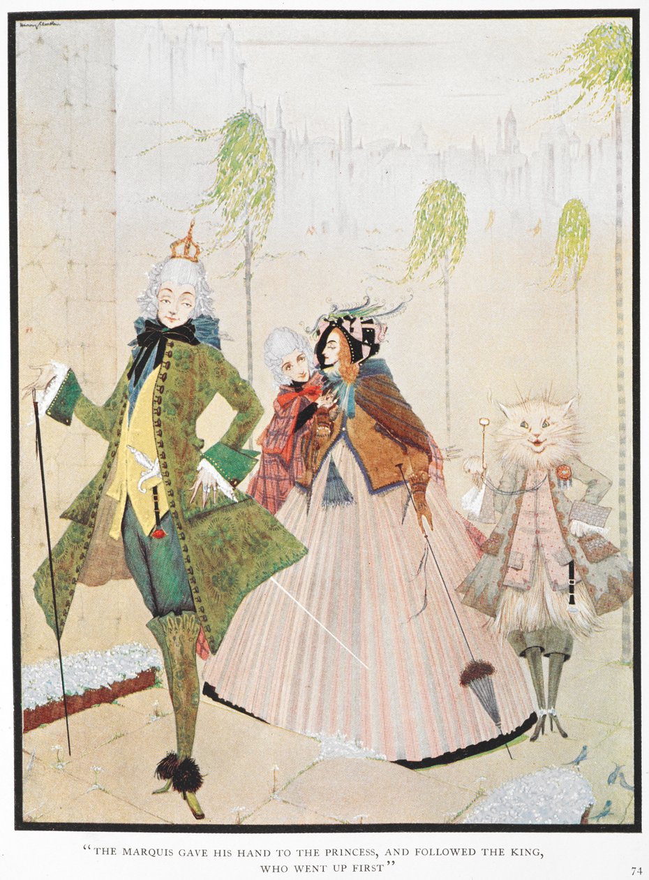 "Markisen gav sin hand till furstarna och följde efter kungen, som gick upp först." Illustration till berättelsen, 