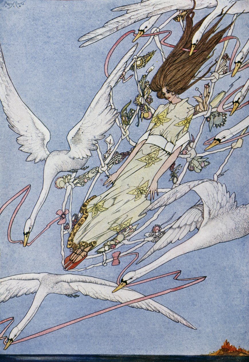 De vilda svanarna, saga av Hans Christian Andersen (1805-1875), illustration av Harry Clarke (1890-1931) av Harry Clarke
