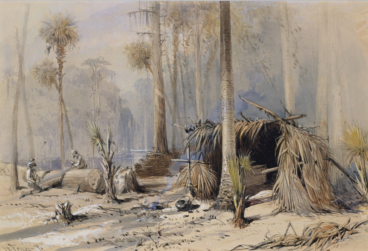 Cypress-Shingle Yard, Ocklawaha River, Florida, 1870. av Harry Fenn