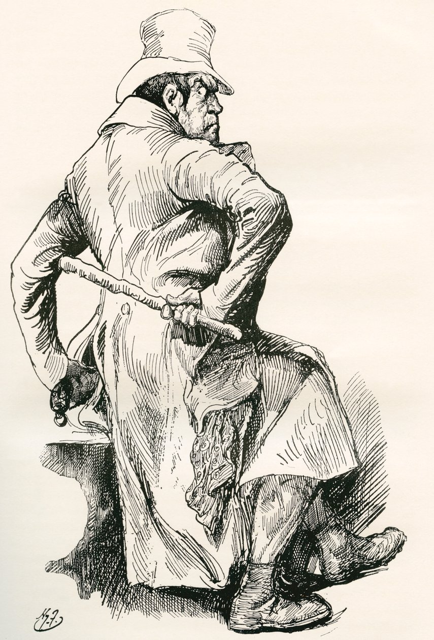 Bill Sikes. Illustration av Harry Furniss till Charles Dickens roman Oliver Twist, från The Testimonial Edition, publicerad 1910. av Harry Furniss