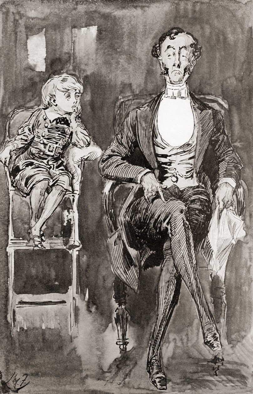 Illustration av Harry Furniss till Charles Dickens roman Dombey and Son, från The Testimonial Edition, publicerad 1910. av Harry Furniss