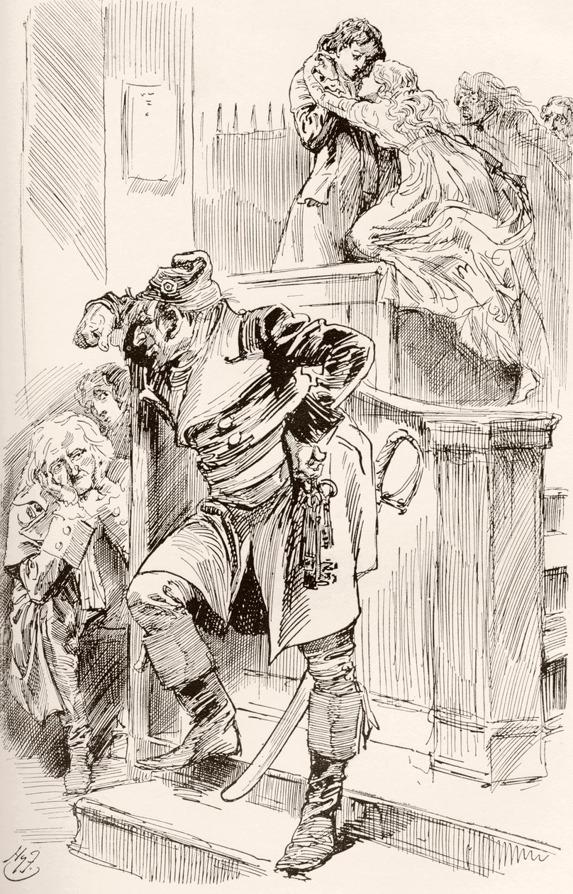 Illustration till Charles Dickens roman A Tale of two citys av Harry Furniss