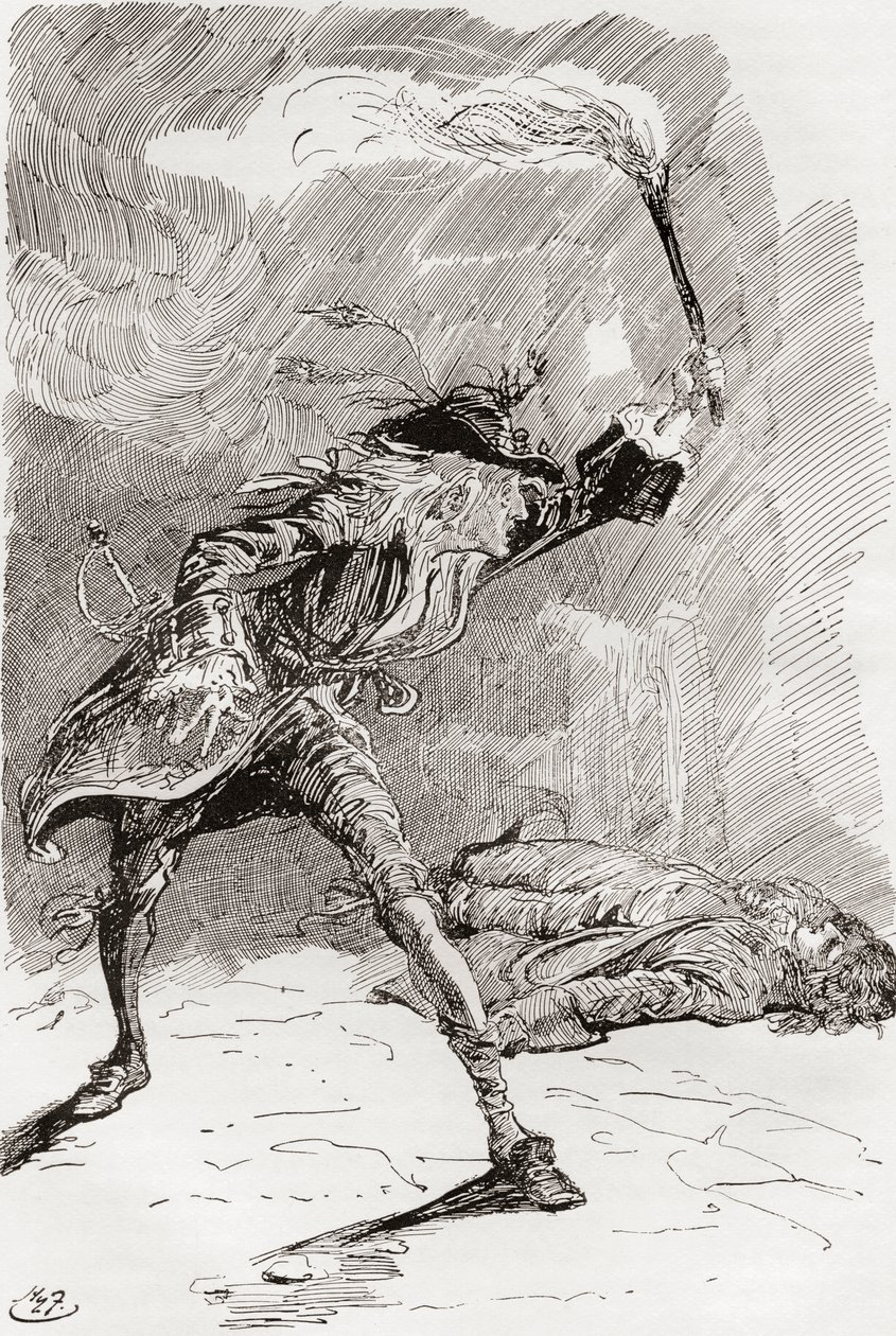 Illustration till Charles Dickens roman Barnaby Rudge av Harry Furniss