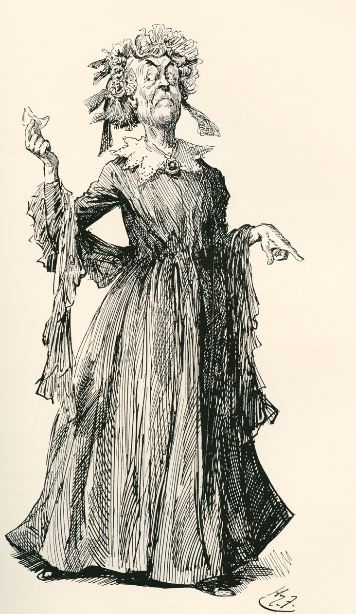 Herr F:s faster. Illustration av Harry Furniss till Charles Dickens roman Little Dorrit, från The Testimonial Edition, publicerad 1910. av Harry Furniss