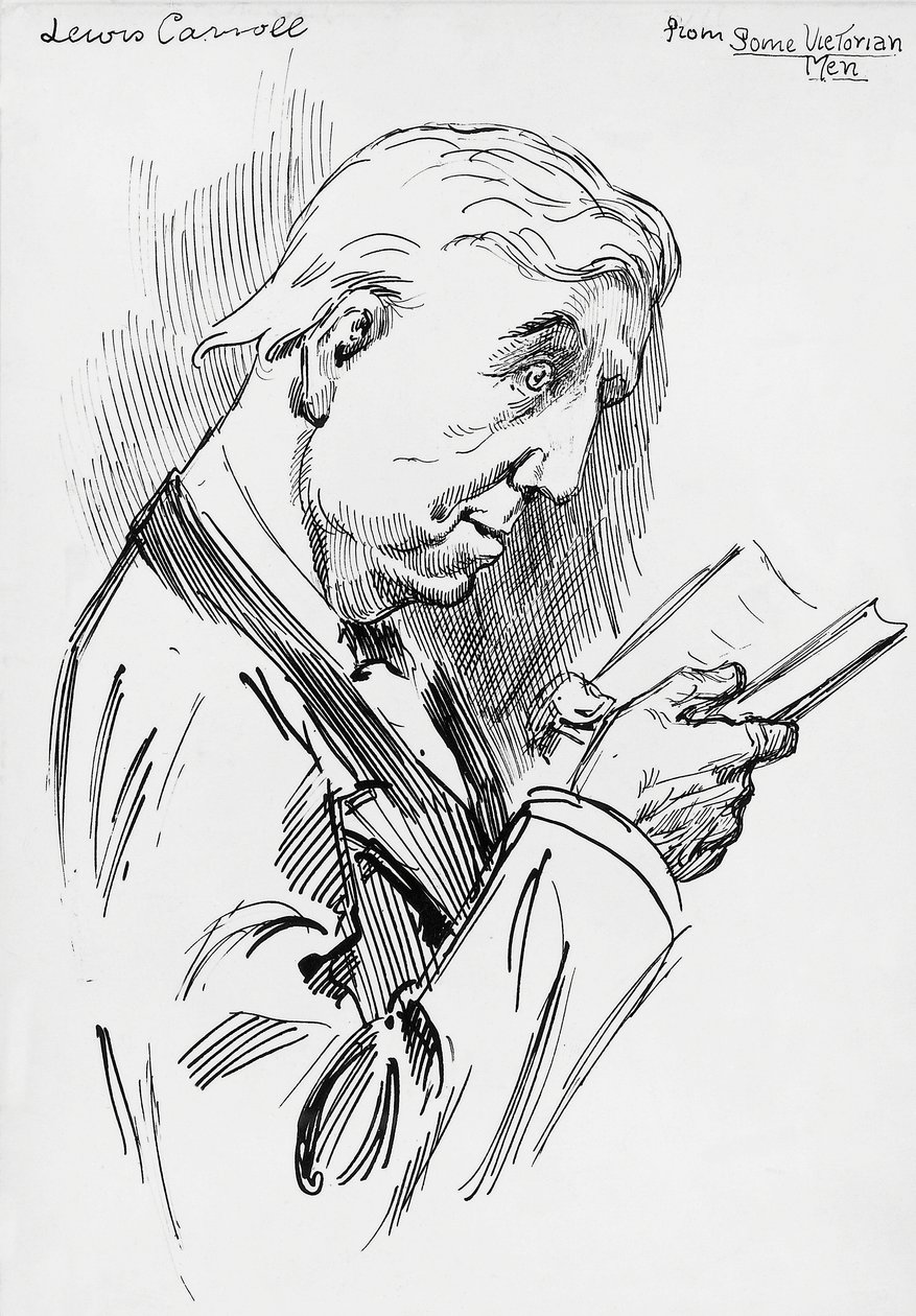 Porträtt av Lewis Carroll, pseudonym för Charles Lutwidge Dodgson (Cheshire av Harry Furniss
