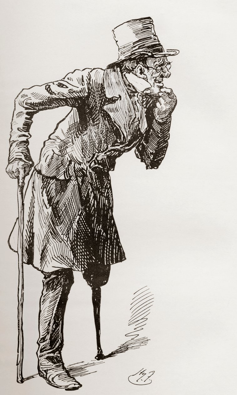 Silas Wegg på väg till Bower av Harry Furniss