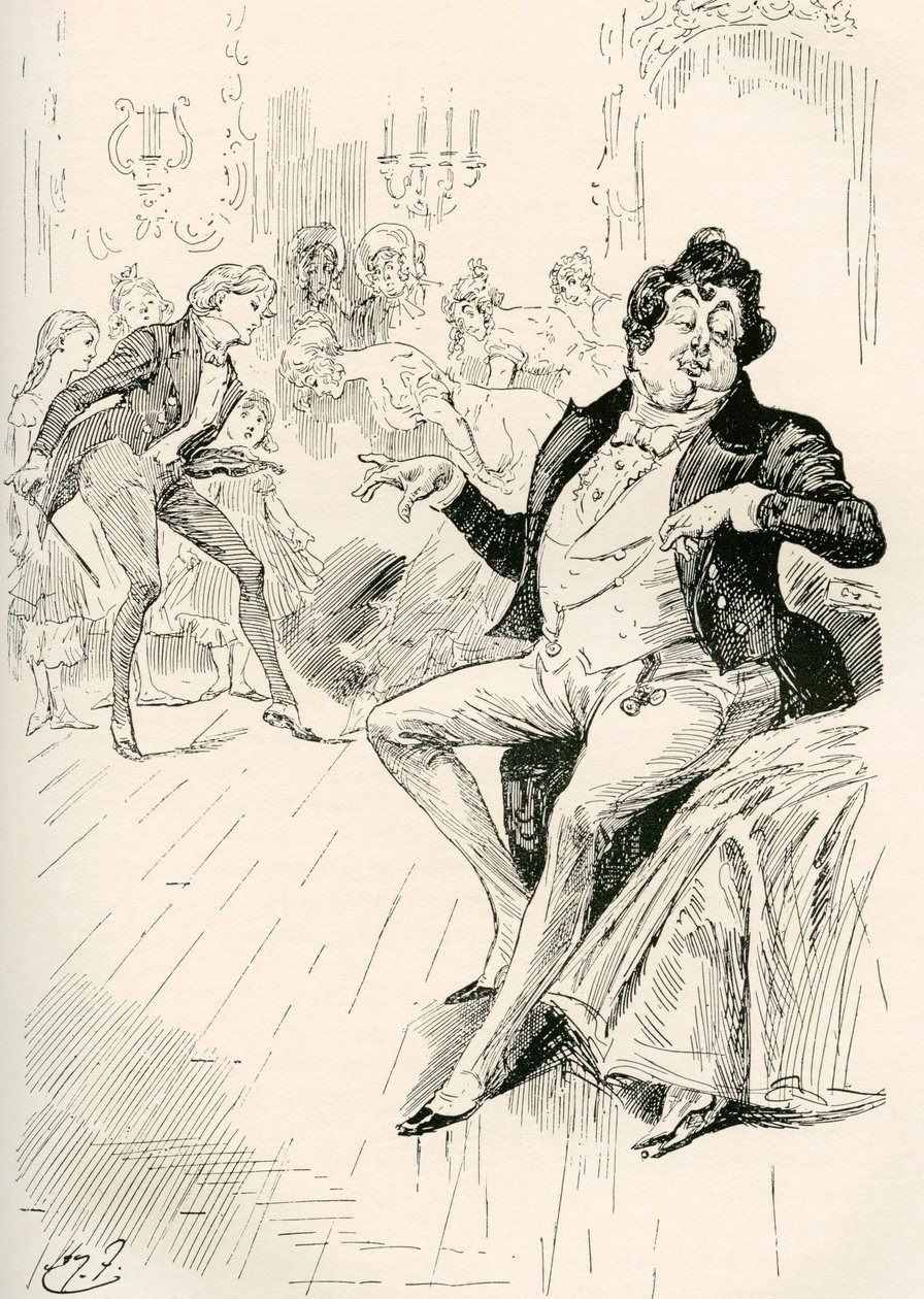 Turveydrops, Senior och Junior. Illustration av Harry Furniss till Charles Dickens roman Bleak House, från The Testimonial Edition, publicerad 1910. av Harry Furniss