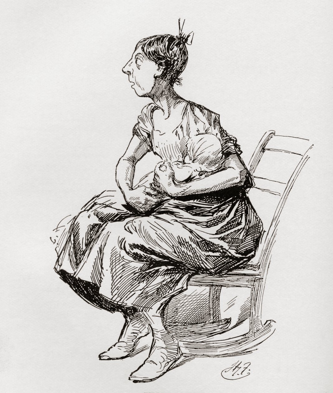 Tilly Slowboy. Illustration av Harry Furniss till novellen The Cricket on the Hearth från The Christmas Books av Charles Dickens, publicerad i The Testimonial Edition från 1910. av Harry Furniss