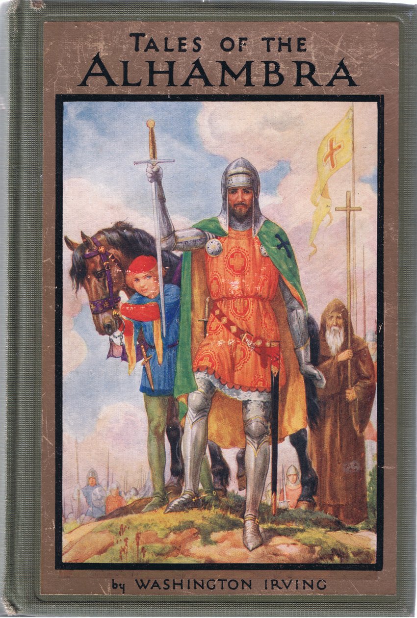 Framsidans design, illustration från "Tales of Alhambra", ca 1940 (färglitografi) av Harry George Theaker