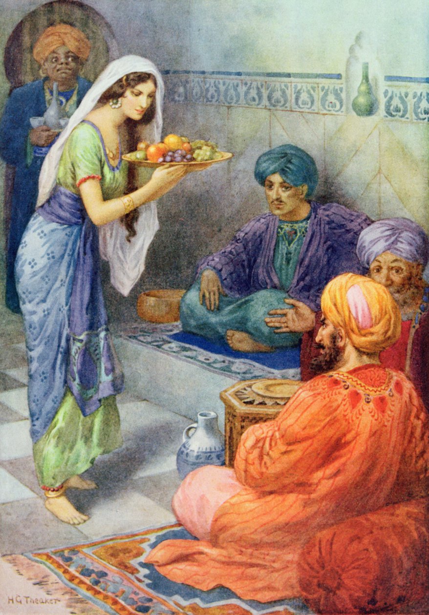 Morgiana Waits on the Guest, illustration från "Children