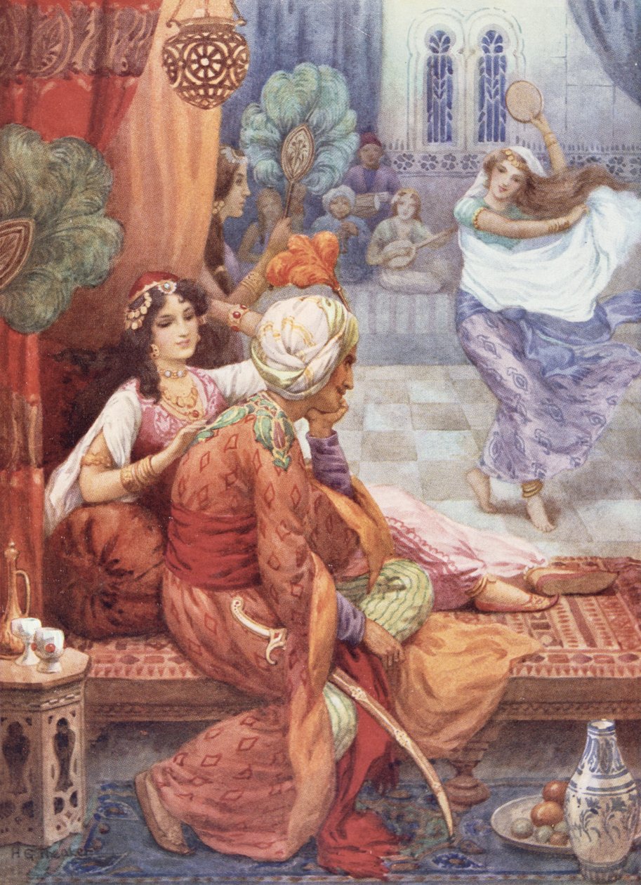 Prins Ahmed och älvan Banou, illustration ur "Children