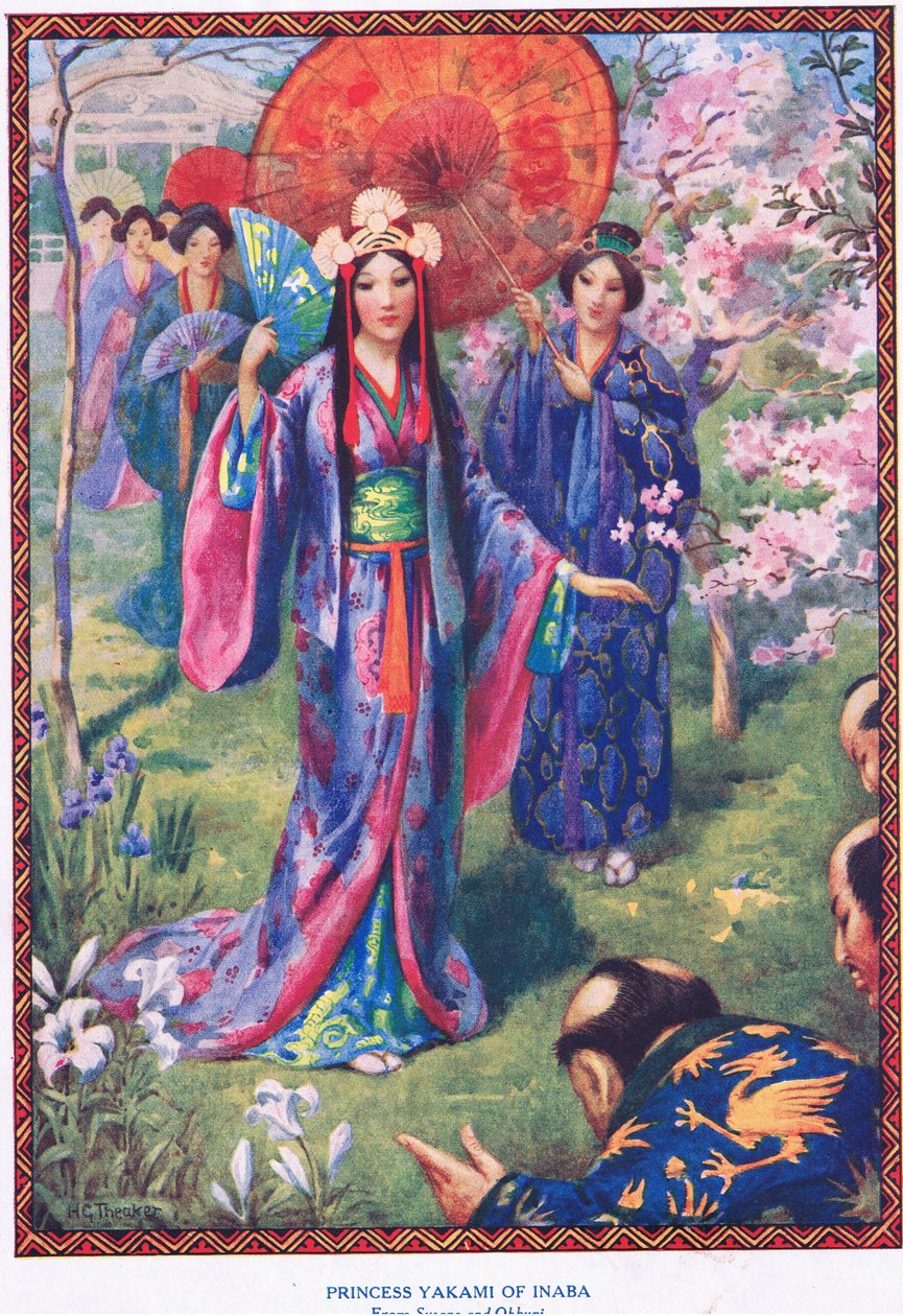 Prinsessan Yakami av Inaba (från Susano och Ohkuni) (litografi) av Harry George Theaker