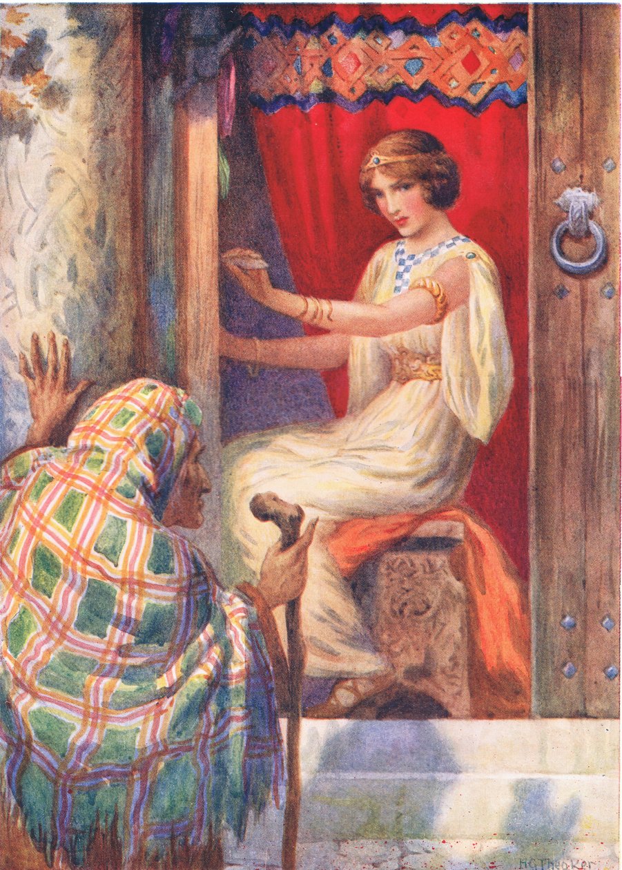 "Drottning Frigga och Beldame" ur "Baldur the Belobed" illustrerad i "Children