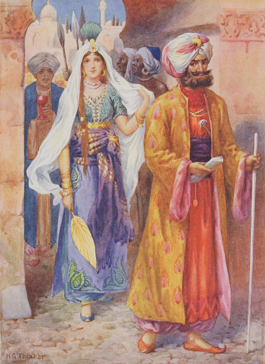 Sinbad Brings Gifts to the Caliph, illustration från "Children