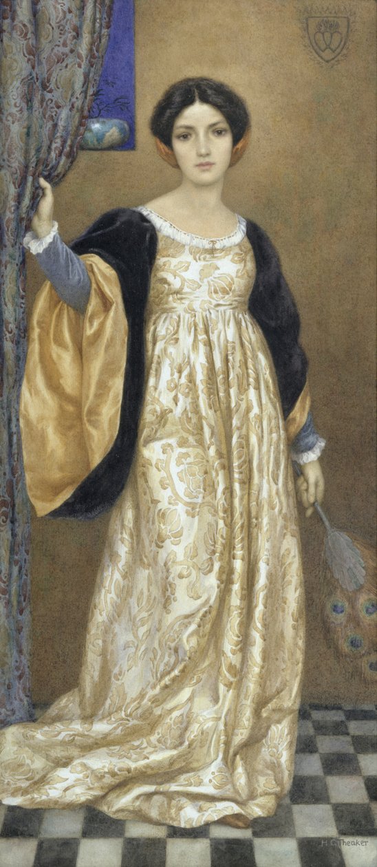 Stående kvinna, ca 1905 (akvarell och gouache på papper) av Harry George Theaker