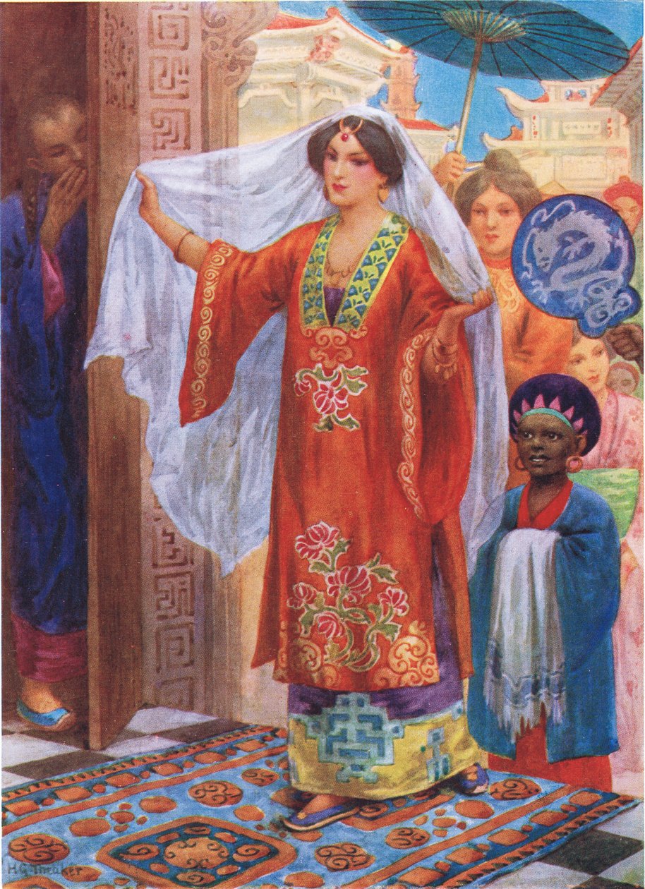 Prinsessan på väg till badet, illustration från "Children