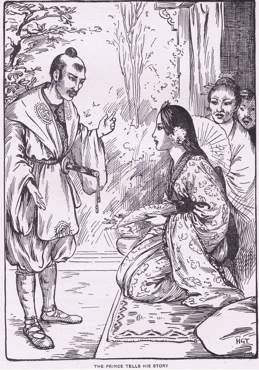 Prinsen berättar sin historia (ur Månens dotter) (litografi) av Harry George Theaker