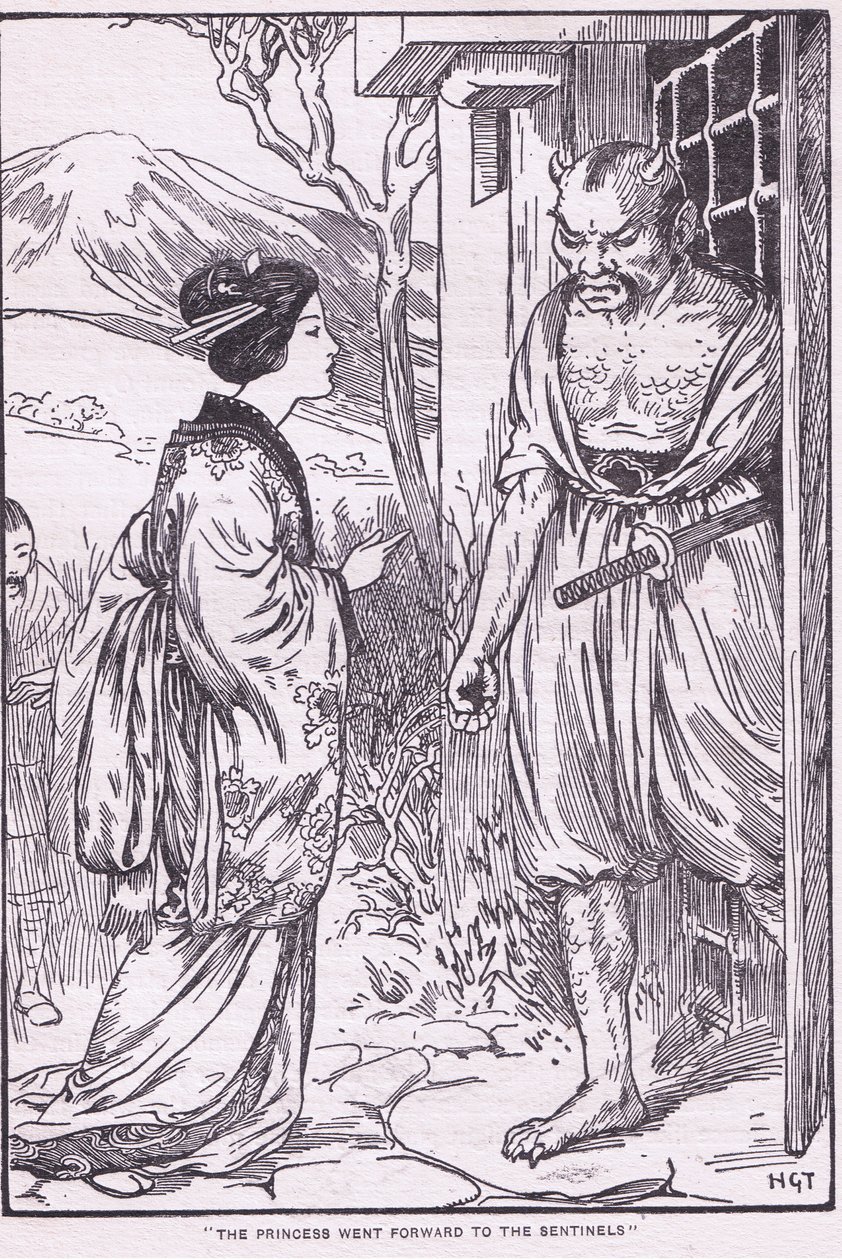 Prinsessan gick fram till Sentinels (litografi) av Harry George Theaker