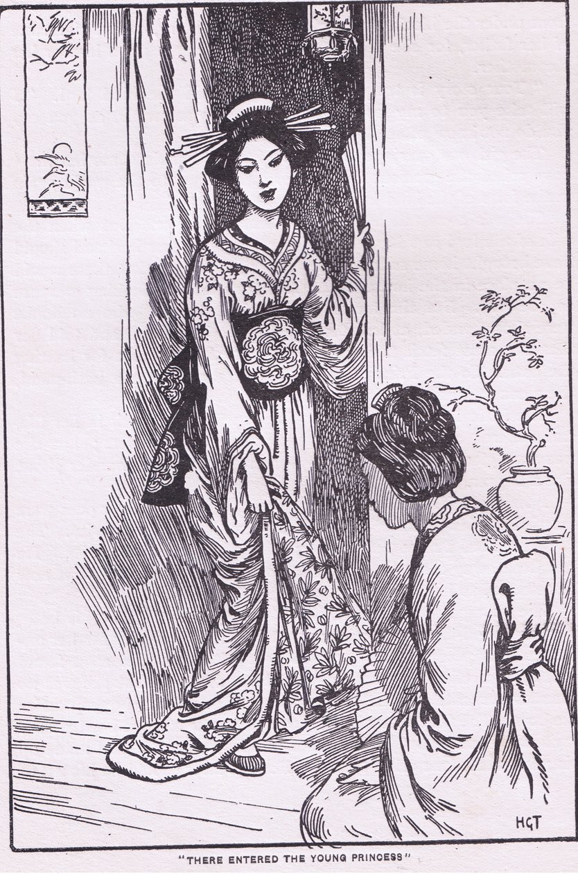 Där kom den unga prinsessan in (från Skålbärande prinsessan) (litografi) av Harry George Theaker