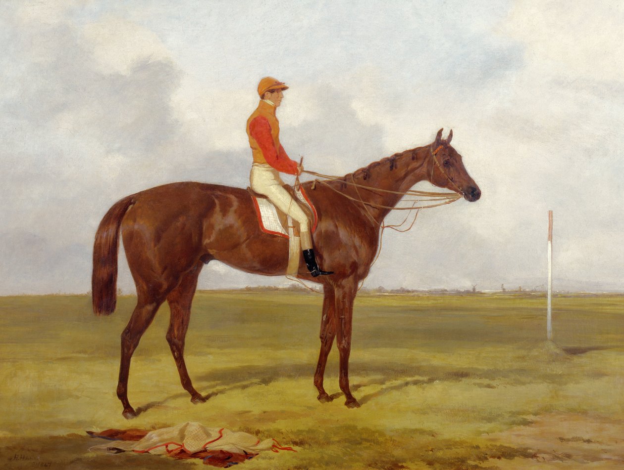 A Portrait of The Cossack, vinnare av 1847 års Derby med S. Templeman Up, 1847 av Harry Hall