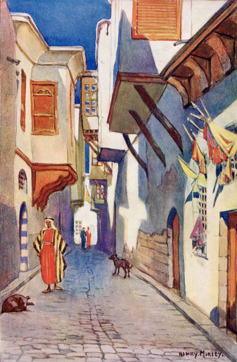 En gata i Damaskus, Syrien, ca 1910, från A Book of Modern Palestine av Richard Penlake pub. ca 1910 av Harry Morley