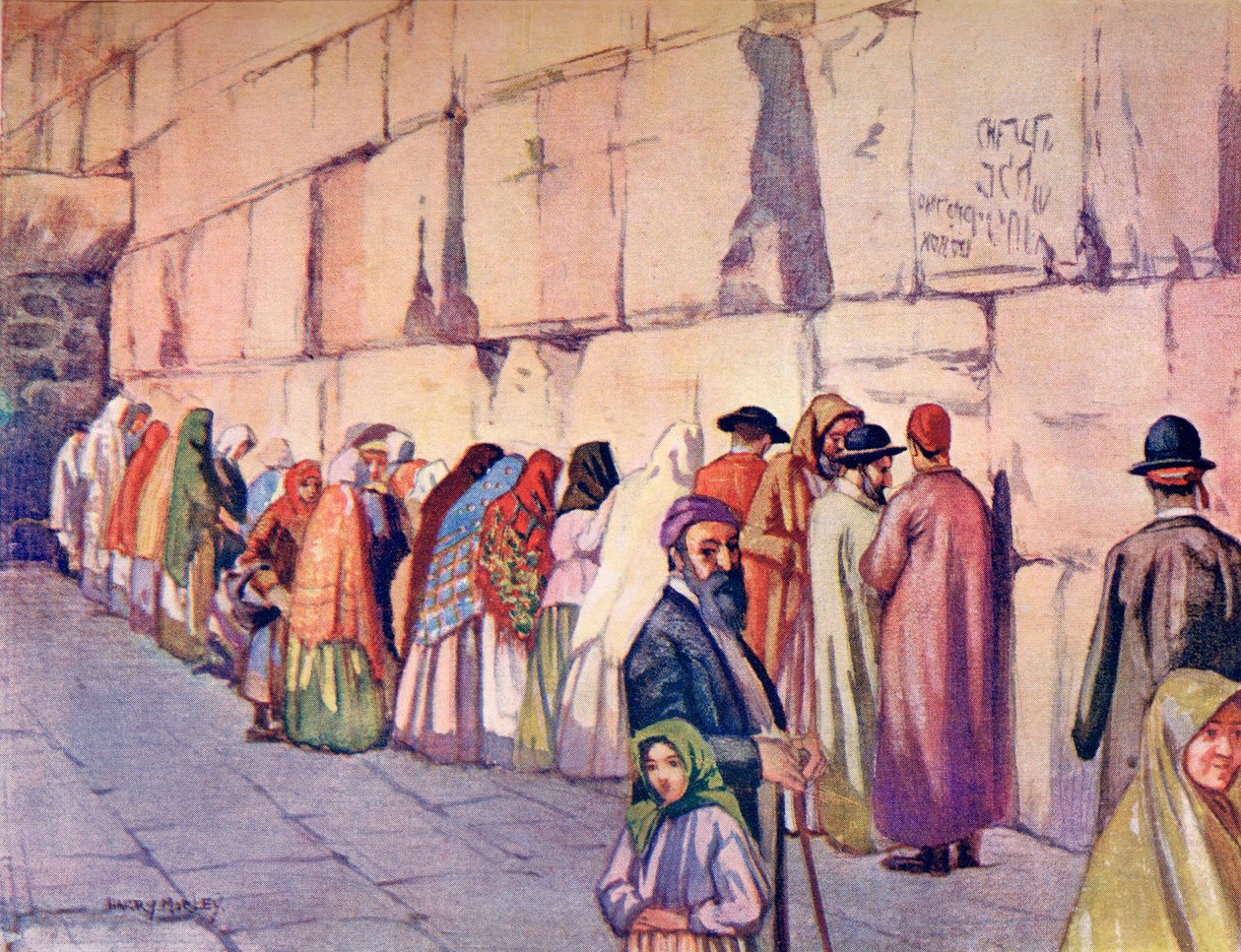 Klagomuren, Jerusalem, Palestina, ca 1910, från A Book of Modern Palestine av Richard Penlake pub. ca 1910 av Harry Morley