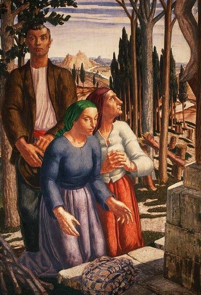 Wayside Shrine (tempera ombord) av Harry Morley