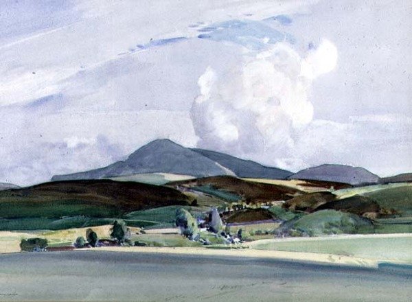 Bergsutsikt (akvarell) av Harry Watson