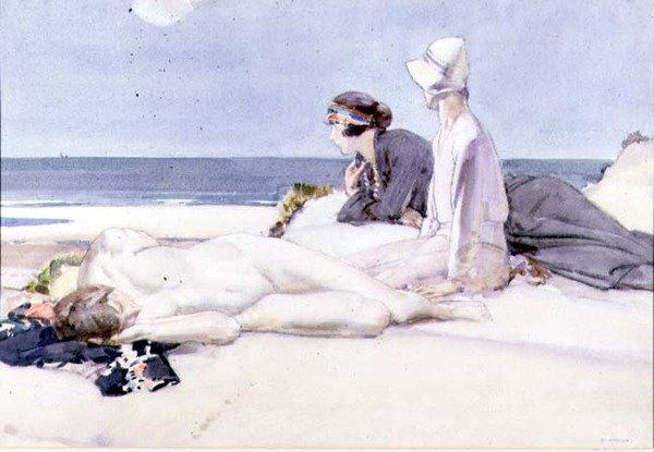 On the Dunes (akvarell och penna) av Harry Watson