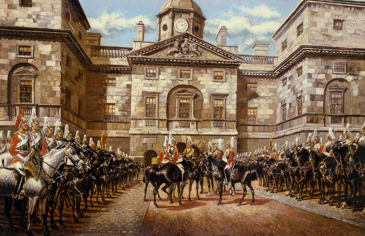 The Guard Mounting: The Horse Guards at Whitehall av Harry and Arthur Charles Payne