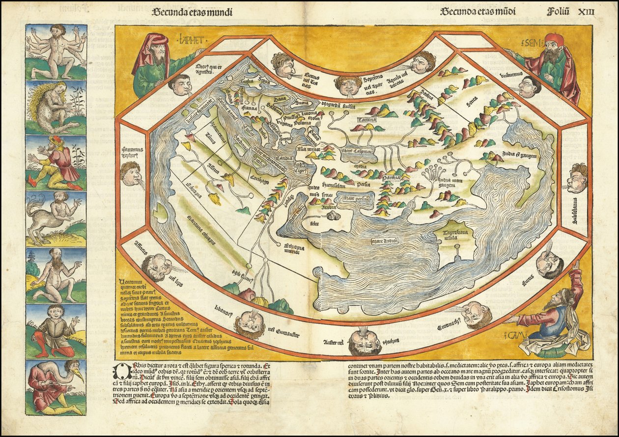 1493 års världskarta - Secunda etas mundi av Hartmann Schedel