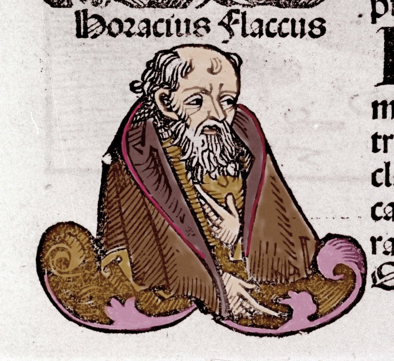 Porträtt av Horace (Quintus Horatius Flaccus) (65-8 f.Kr.), latinsk poet. I "The Book of Chronicle" av Hartmann Schedel. 1497 av Hartmann Schedel