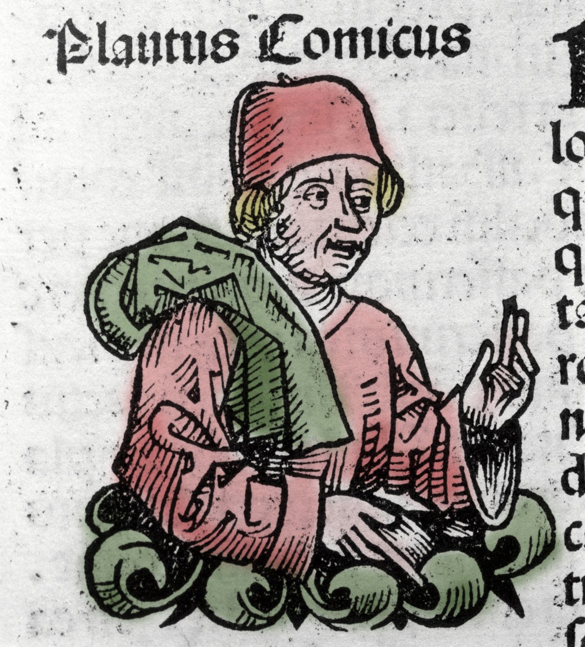Porträtt av serieförfattaren Plaute (Titus Maccius Plautus) (259/251-184 f.Kr.) Xylografi av "" Chronicles of Nürnberg"" av Hartmann Schedel av Hartmann Schedel
