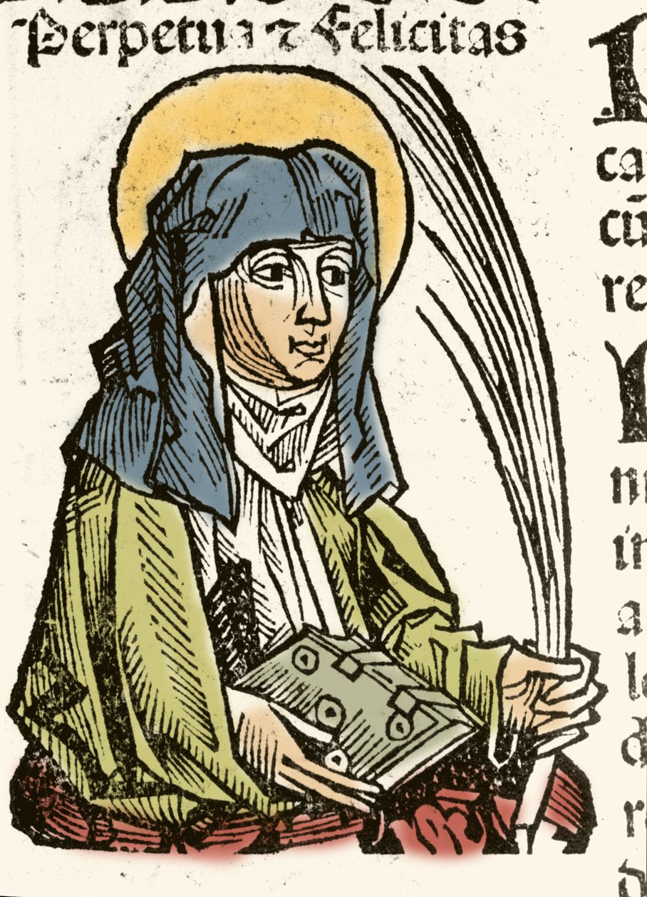 Representation av Saint Perpetuus, martyrskap i Kartago. xylografi av Hartmann Schedel "" Chronicles of Nuremberg"" 1493. av Hartmann Schedel