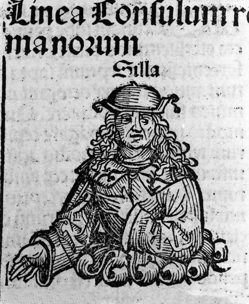 Representation av den romerske politikern Lucius Cornelius Sulla (ordförande eller Sylla) (138-68 f.Kr.) Xylografi av "" Chronicles of Nürnberg"" av Hartmann Schedel av Hartmann Schedel