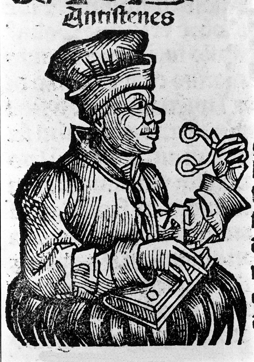 Den grekiske filosofen Antisthene (444-365 f.Kr.). Xylografi av "" Chronicles of Nuremberg"" av Hartmann Schedel av Hartmann Schedel