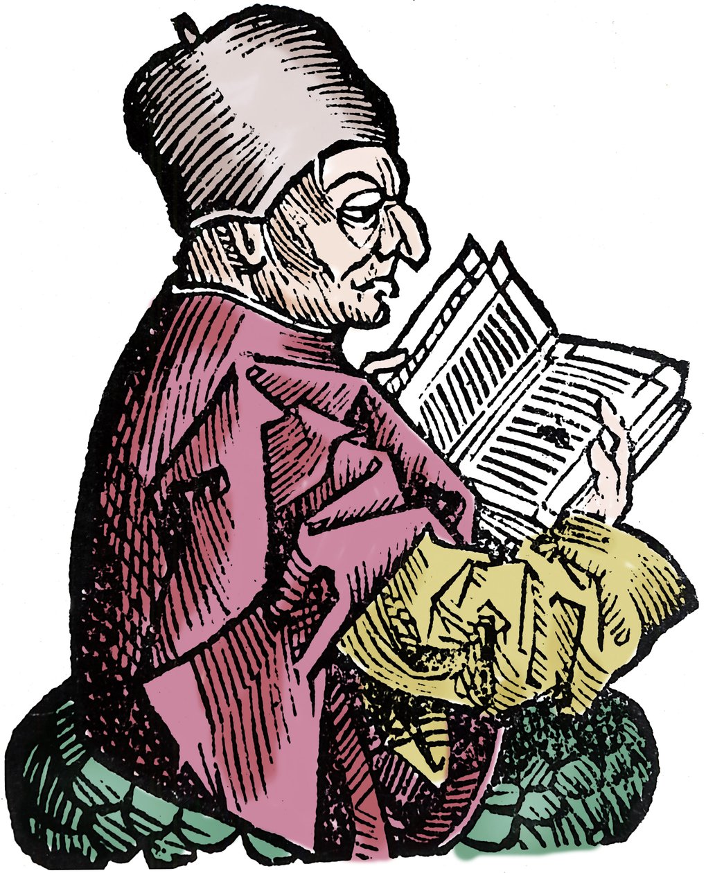 Historikern och teologen Beda den ärevördiga (673-735) (Beda Venerabilis). Xylografi av "" Chronicles of Nuremberg"" av Hartmann Schedel av Hartmann Schedel