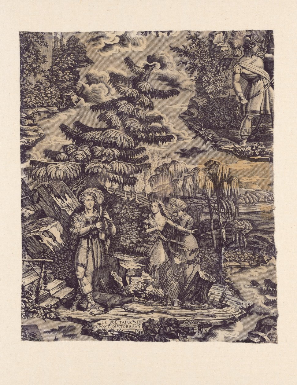 Le Solitaire au Pont du Torrent (Eremiten vid bron över torrenten) (Möbeltyg) av Hartmann et Fils