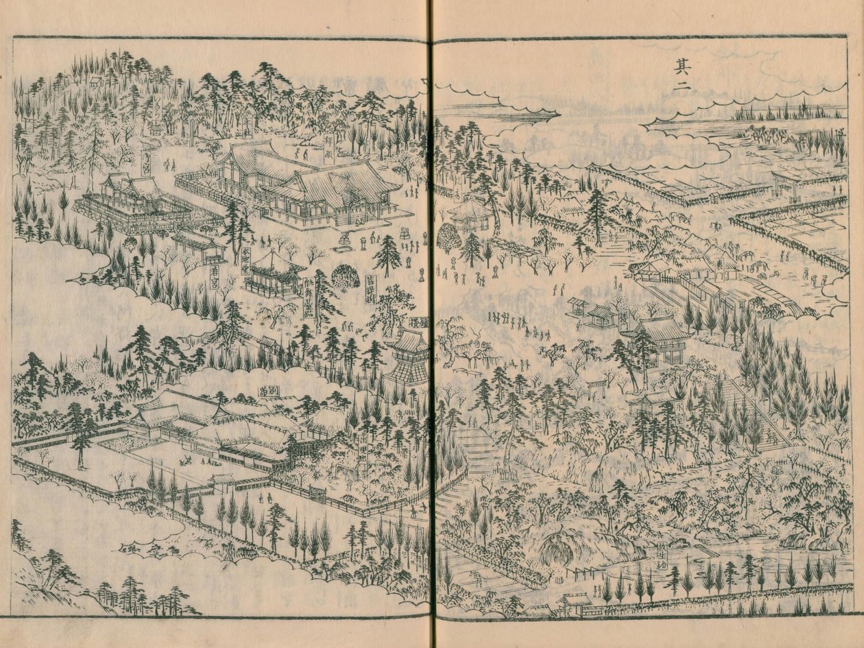 Takata Hachimangū shrine in Edo Meisho Zue vol. 4 (book 11) av Hasegawa Settan