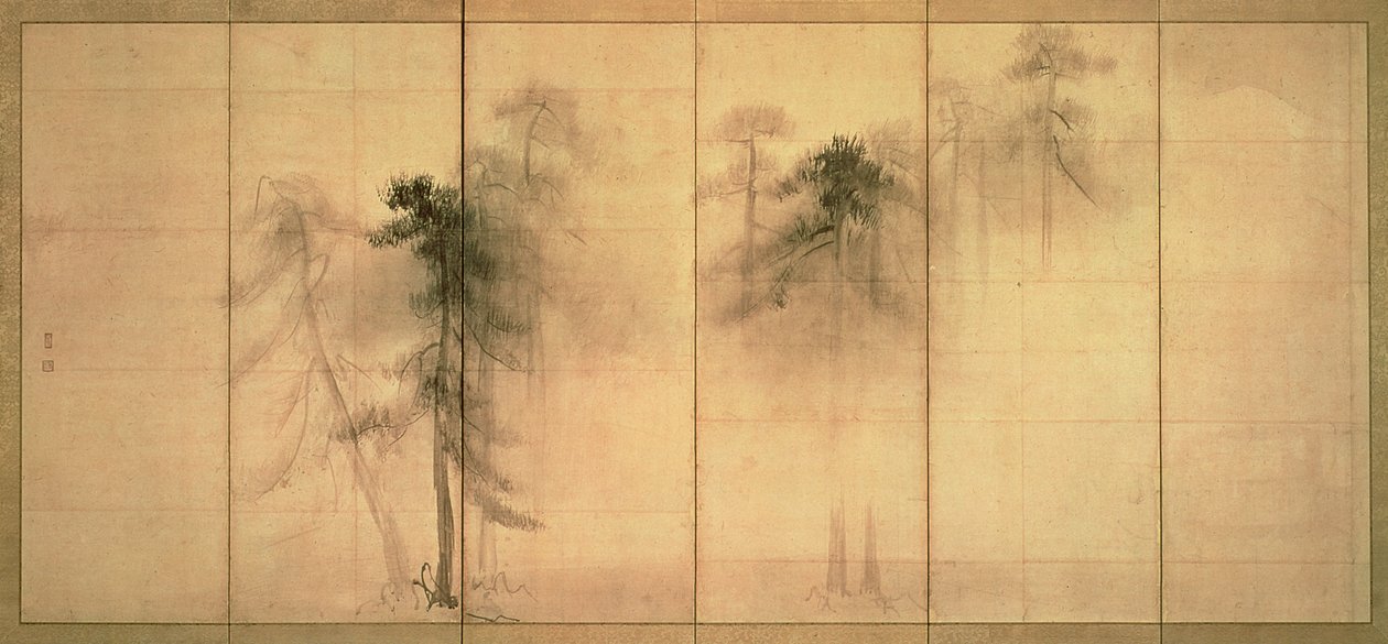 Tallskogen (bläck på papper) av Hasegawa Tohaku