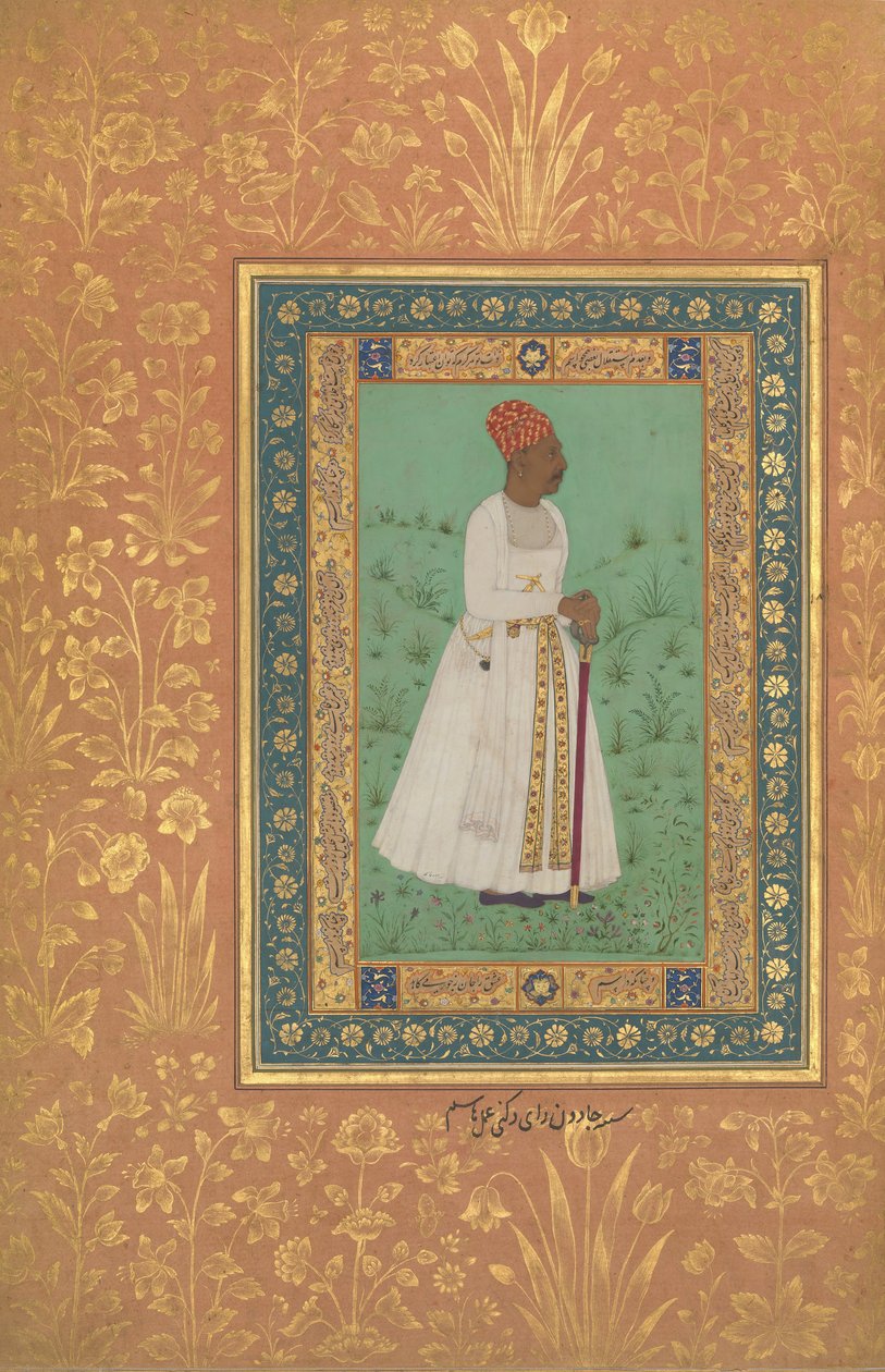 Porträtt av Jadun Rai Deccani, Folio från Shah Jahan Album, recto: ca. 1622, tergo: ca. 1530-50 av Hashim
