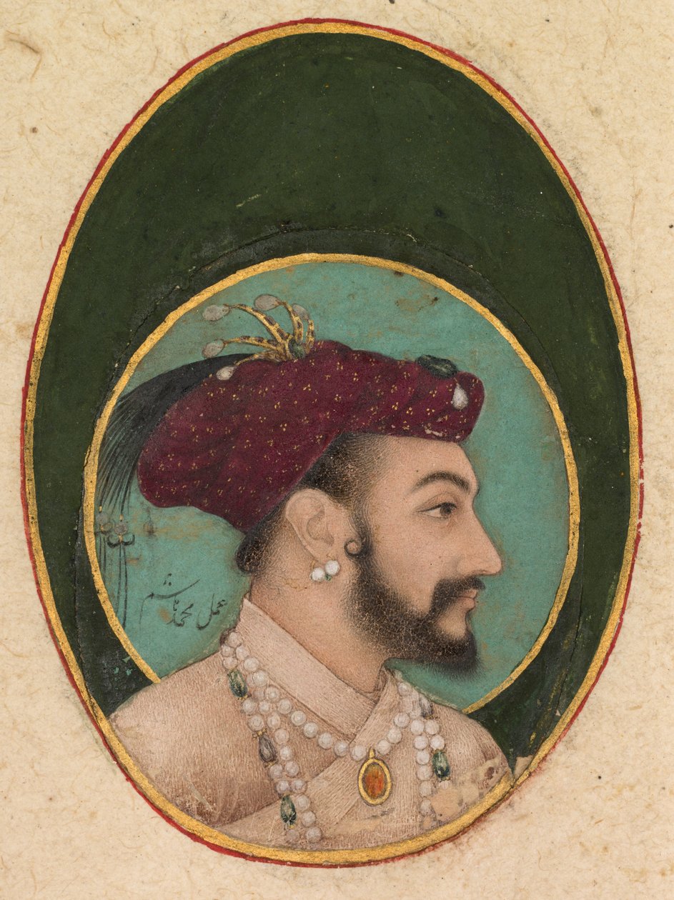 Shah Jahan, ca 1630 (täckande akvarell, bläck och guld på papper) av Hashim Hashim