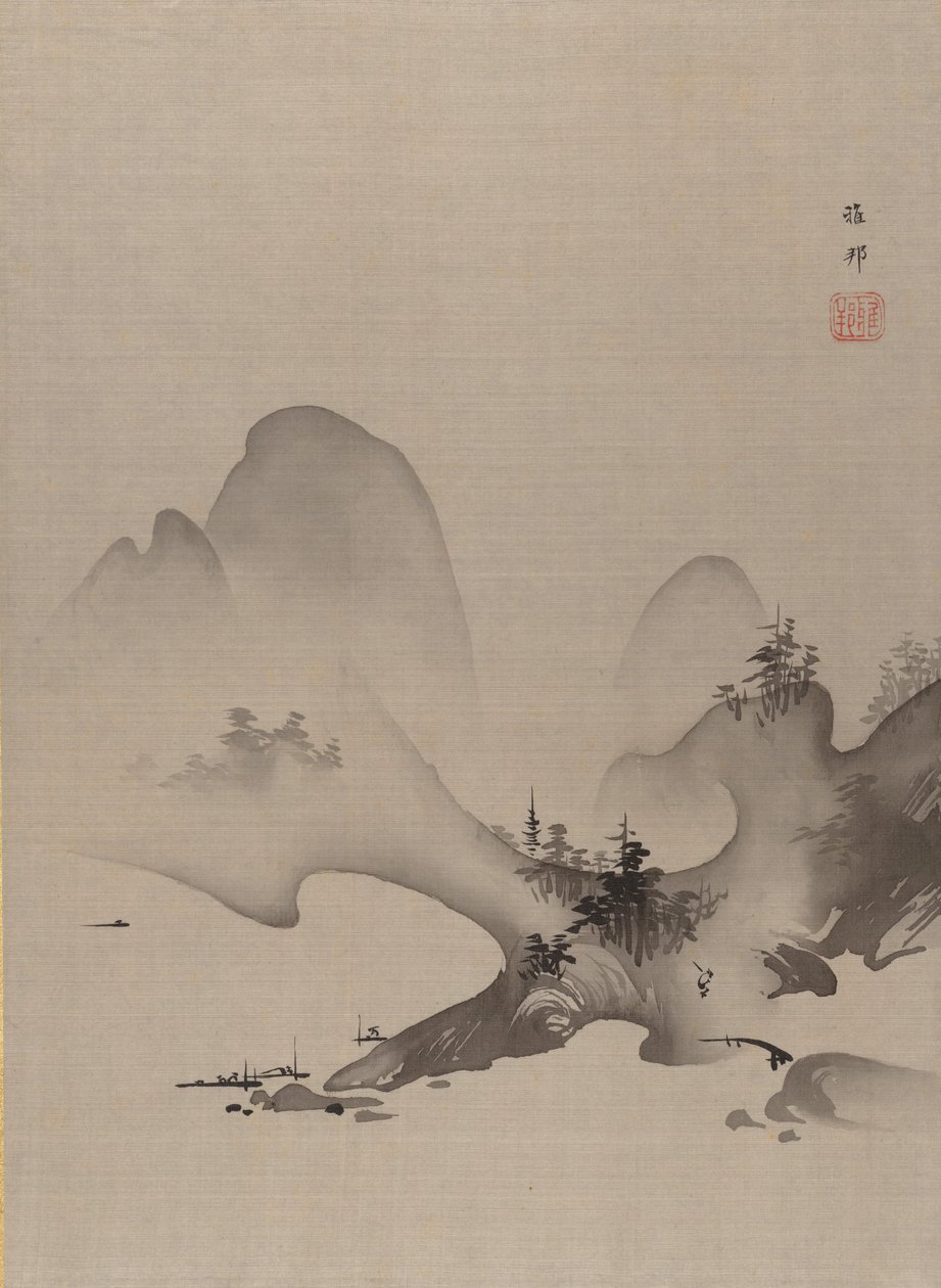 Sjön och bergen, ca. 1885-89. av Hashimoto Gaho