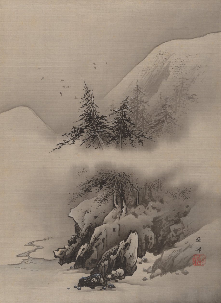 Snölandskap, ca. 1885-89. av Hashimoto Gaho