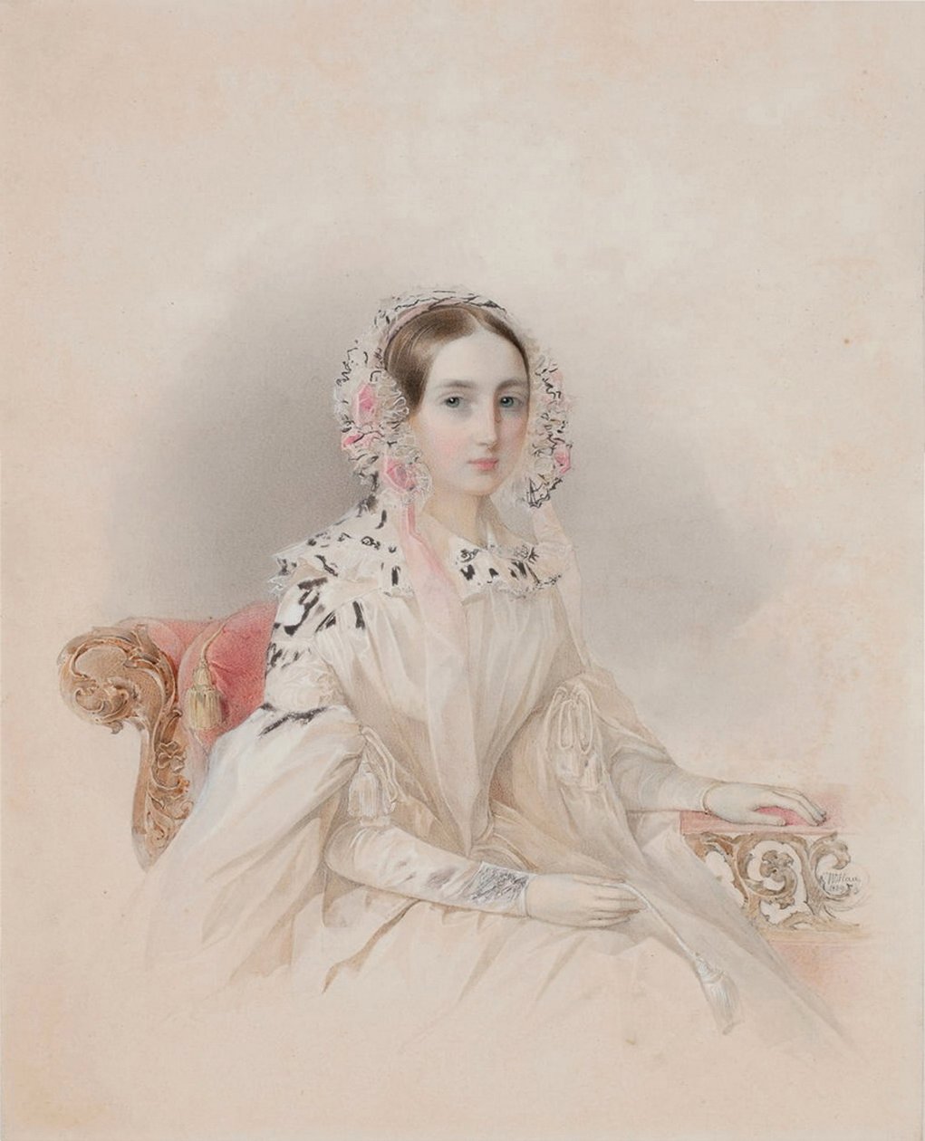 Porträtt av prinsessan Therese av Nassau-Weilburg 1815-1871, 1838 av Hau