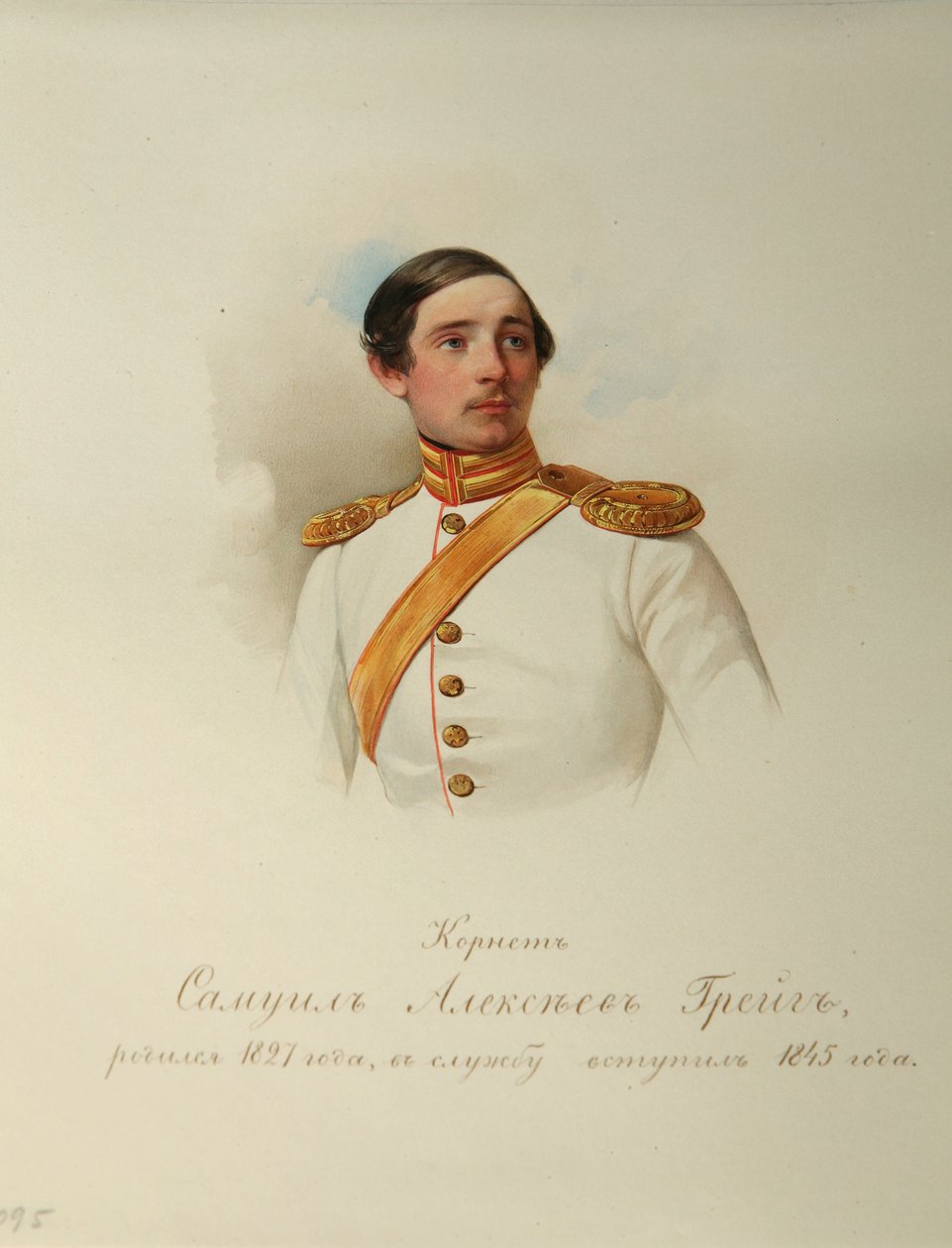Porträtt av Samuil Alexeyevich Greig 18271887 från albumet med de kejserliga hästvakterna, 1846-1849 av Hau