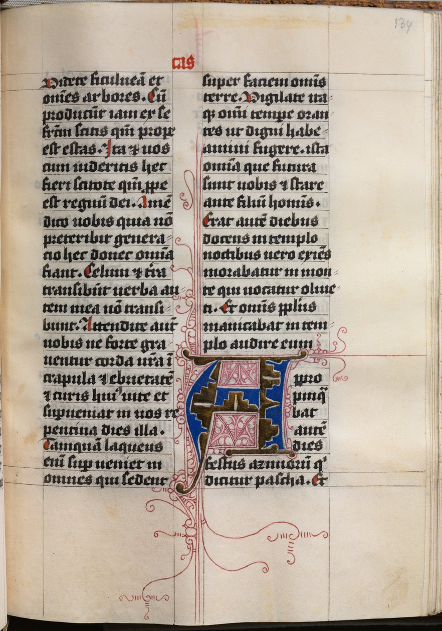 Evangelisk bok med evangelistporträtt: Dekorerad initial av Hausbuch Master