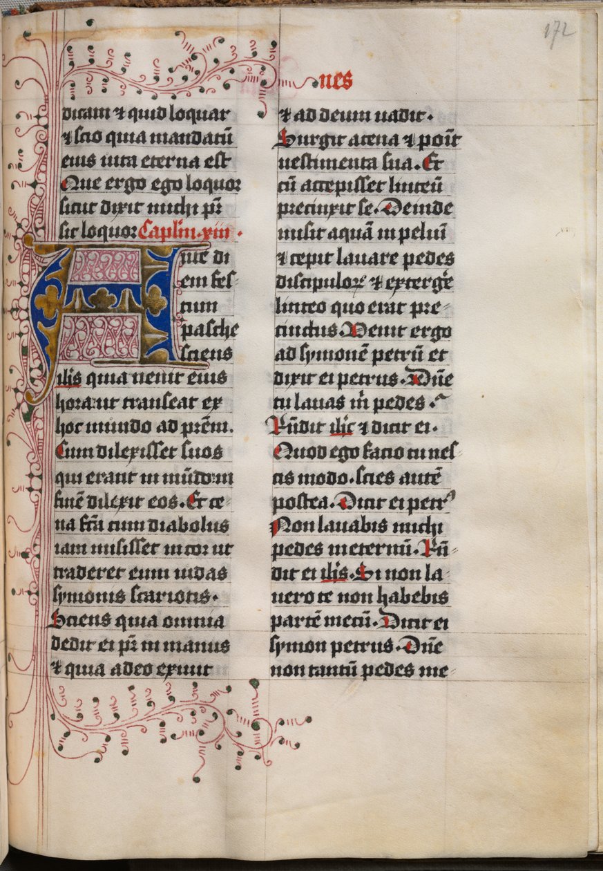Evangeliebok med evangelistporträtt: Dekorerad initial, ca. 1480. av Hausbuch Master
