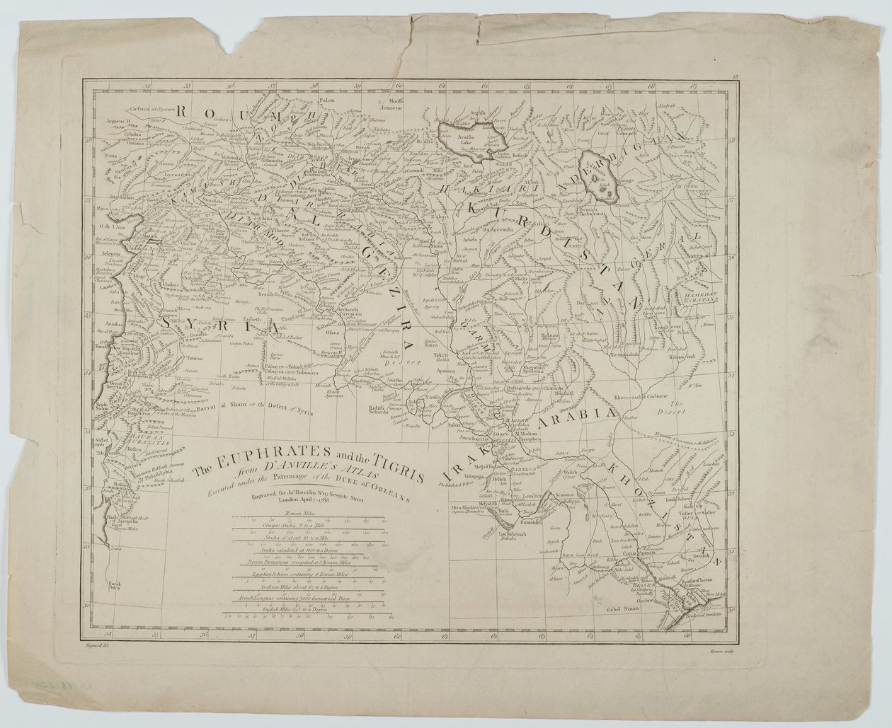 Eufrat och Tigris från DAnvilles Atlas, graverad av Thomas Bowen, 1788 av Haywood Haywood