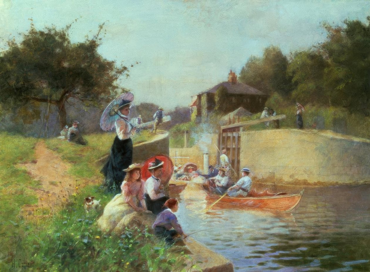 Marlow Lock, akvarell av H.Caffieri av Hector Caffieri